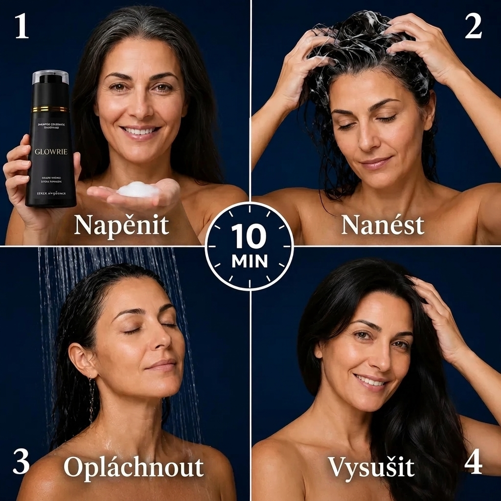 Okamžitý barvicí šampon na zakrytí šedivých vlasů za 10 minut, bez námahy GLOWRIE