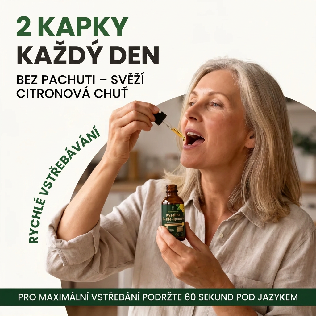 Glowrie 11 v 1 – kapky na podporu nervového systému — kyselina R-alfa-lipoová s vitamínem B12 GLOWRIE